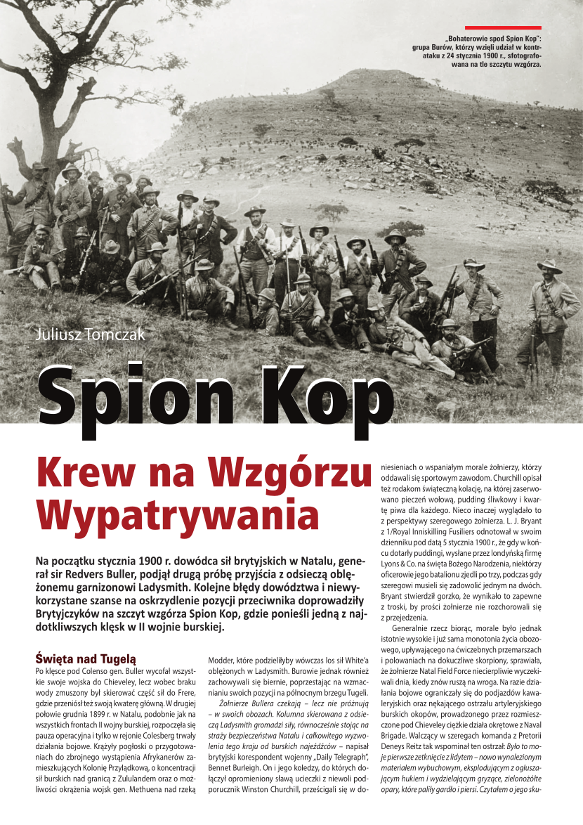 Pierwsza strona artykułu „Spion Kop. Krew na Wzgórzu Wypatrywania” w „Poligon”